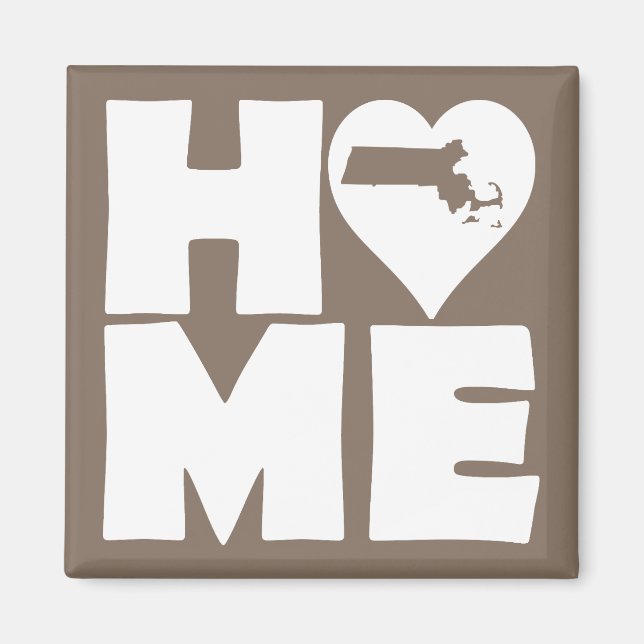 Massachusetts Home Heart State Fridge Magnet (Front)