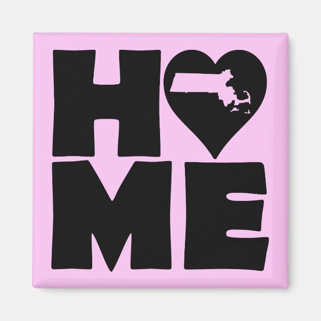 Massachusetts Home Heart State Fridge Magnet (Front)