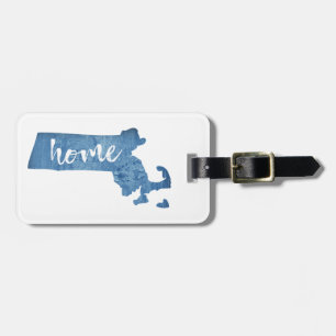 Massachusetts Home Wood Grain Luggage Tag