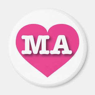 Massachusetts Hot Pink Heart - I love MA Magnet