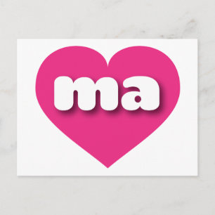 Massachusetts hot pink heart - I love ma Postcard