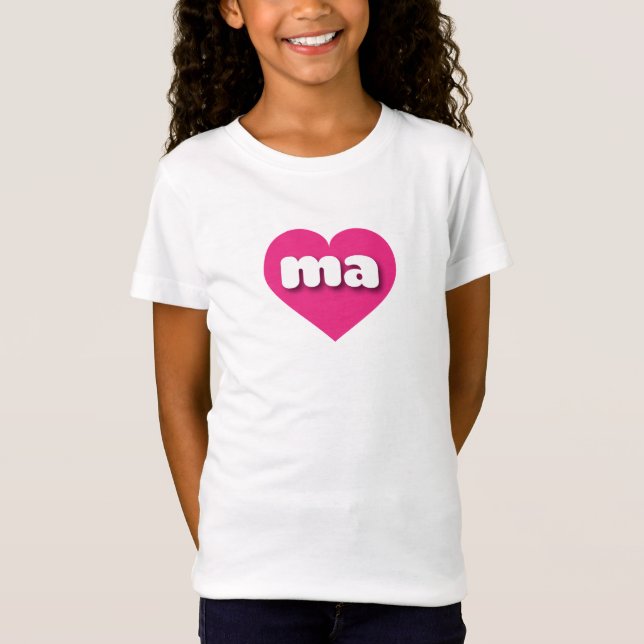 Massachusetts hot pink heart - I love ma T-Shirt (Front)