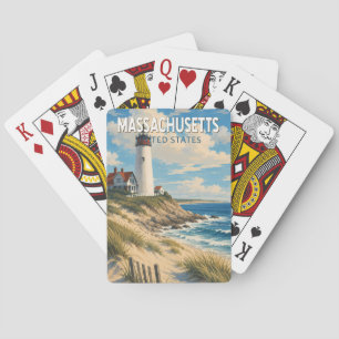Massachusetts Illustration Travel Art Vintage Playing Cards