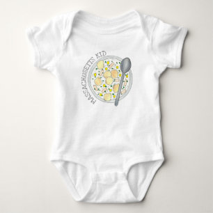Massachusetts Kid New England Clam Chowder Foodie Baby Bodysuit