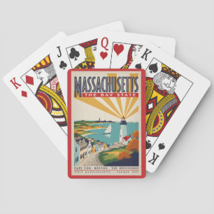 Massachusetts Lighthouse Illustration Travel Art Playing Cards