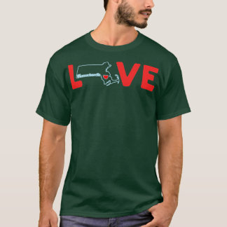 Massachusetts Love with State Outline of Massachus T-Shirt