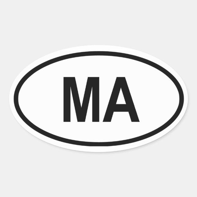 Massachusetts "MA" Oval Sticker (Front)