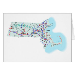 Massachusetts Map Blank Card