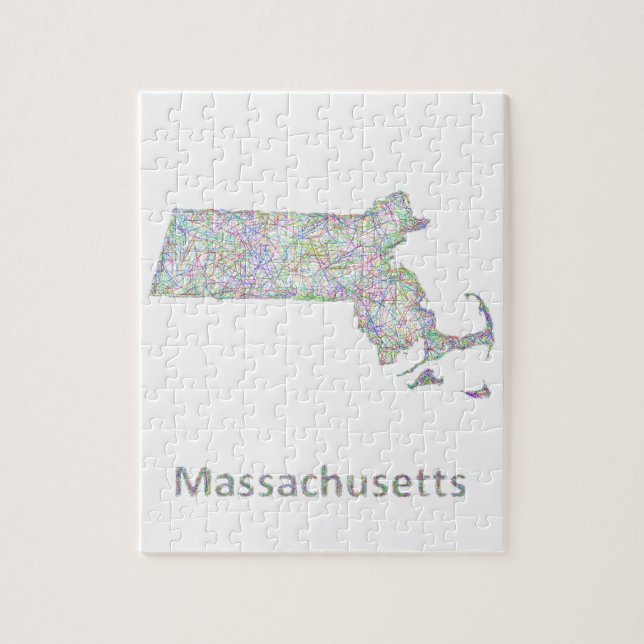 Massachusetts map jigsaw puzzle (Vertical)