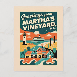 Massachusetts Martha’s Vineyard 1950s Retro Postcard