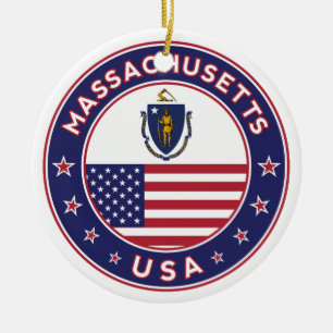 Massachusetts, Massachusetts sticker, phone case Ceramic Tree Decoration