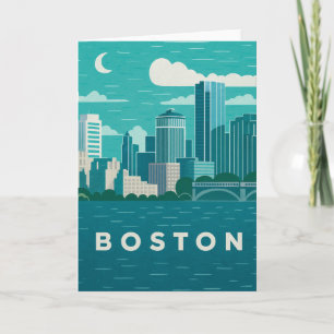 Massachusetts Night Cityscape Boston City Card