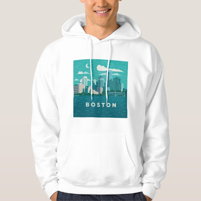 Massachusetts Night Cityscape | Boston City Hoodie (Front)