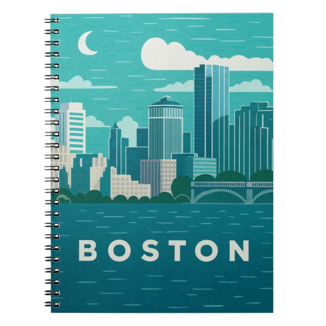 Massachusetts Night Cityscape | Boston City Notebook (Front)
