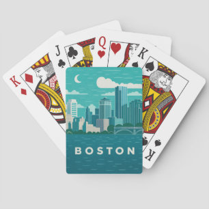 Massachusetts Night Cityscape Boston City Playing Cards