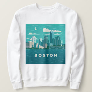 Massachusetts Night Cityscape Boston City Sweatshirt