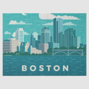 Massachusetts Night Cityscape Boston City Tissue Paper