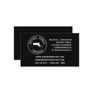 Massachusetts Notary Public Services Business Card
