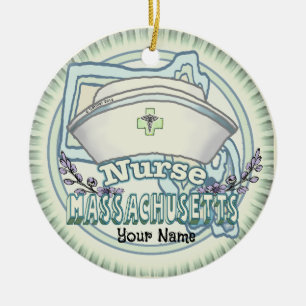 Massachusetts Nurse Ceramic Tree Decoration