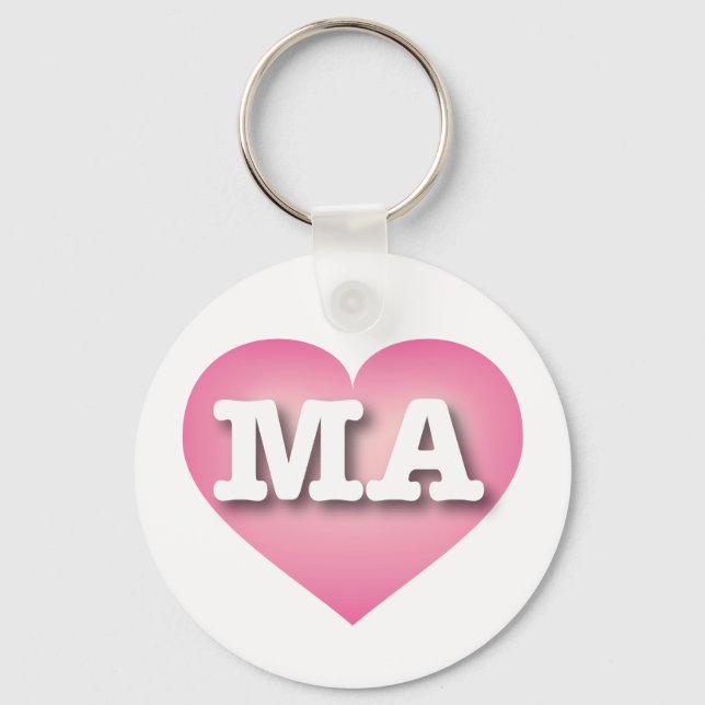 Massachusetts Pink Fade Heart - Big Love Key Ring (Front)