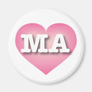 Massachusetts Pink Fade Heart - I love MA Magnet