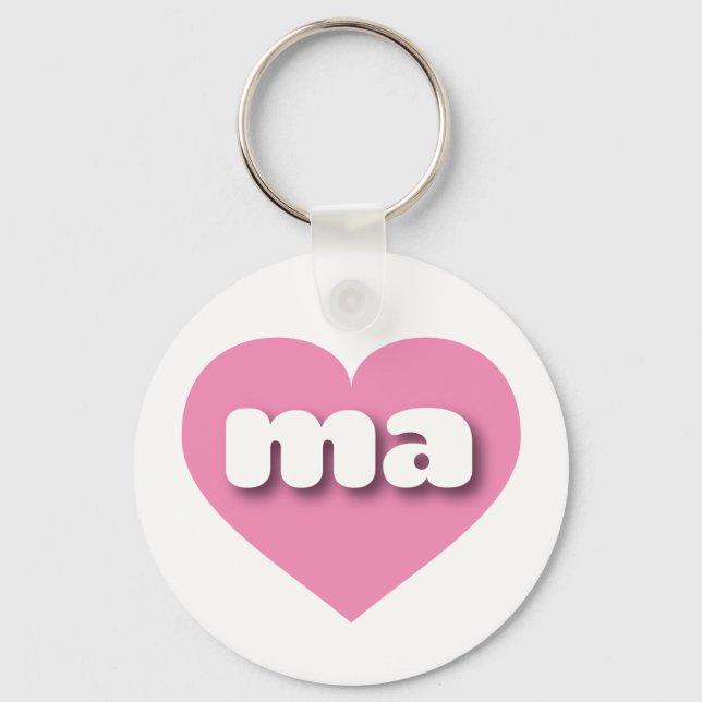 Massachusetts Pink Heart - I love ma Key Ring (Front)
