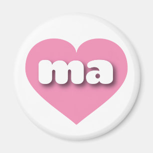 Massachusetts Pink Heart - I love ma Magnet