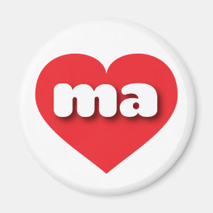 Massachusetts Red Heart - I love MA Magnet