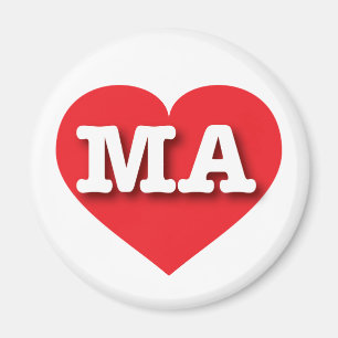 Massachusetts Red Heart - I love MA Magnet