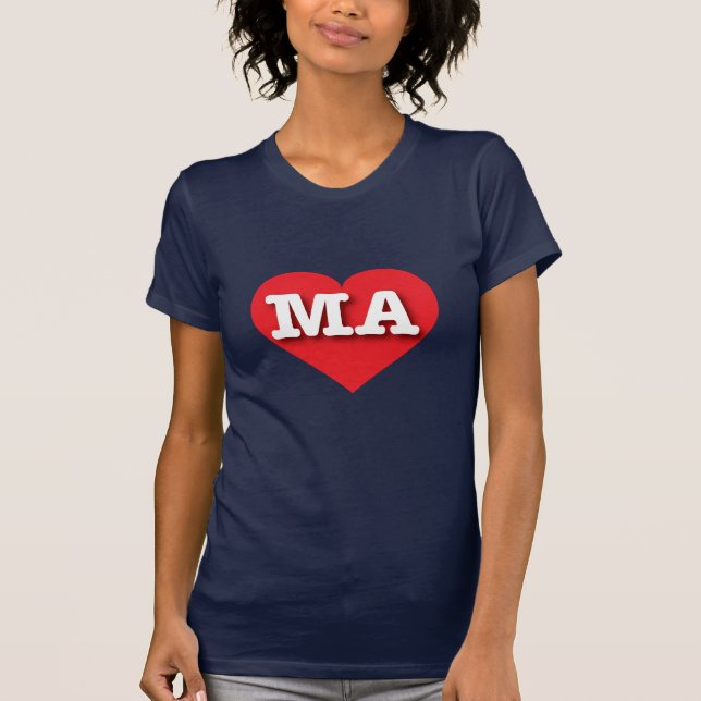 Massachusetts Red Heart - I love MA T-Shirt (Front)