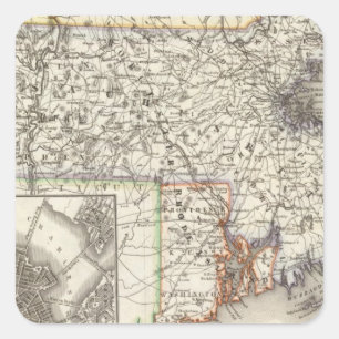 Massachusetts, Rhode Island 2 Square Sticker