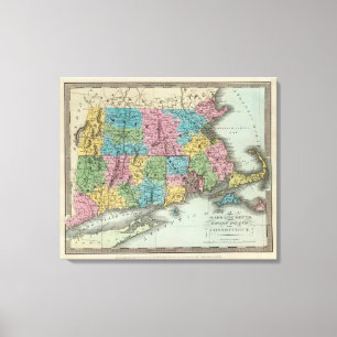 Massachusetts Rhode Island And Connecticut 2 Canvas Print