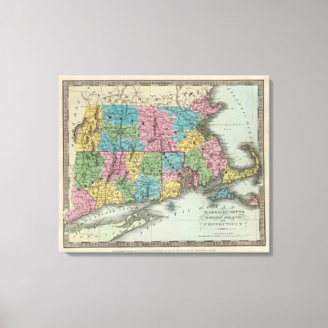 Massachusetts Rhode Island And Connecticut 2 Canvas Print (Front)