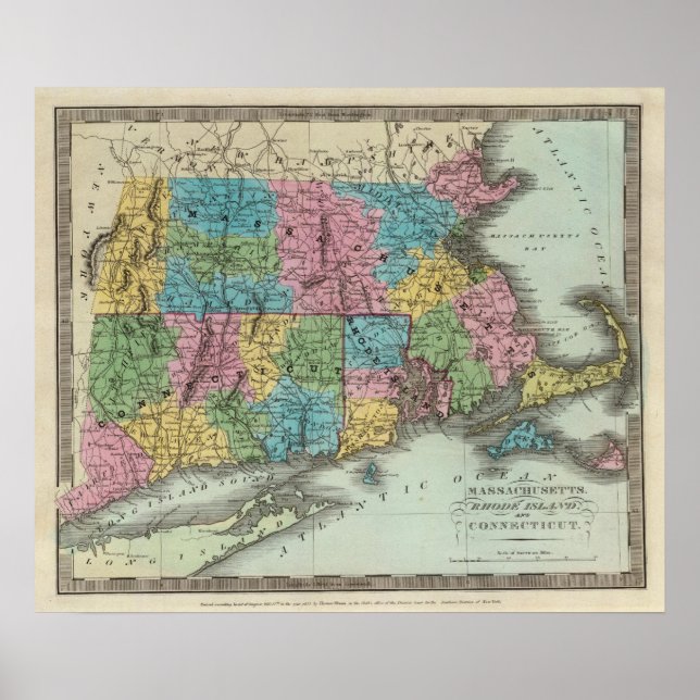 Massachusetts Rhode Island And Connecticut Poster (Front)