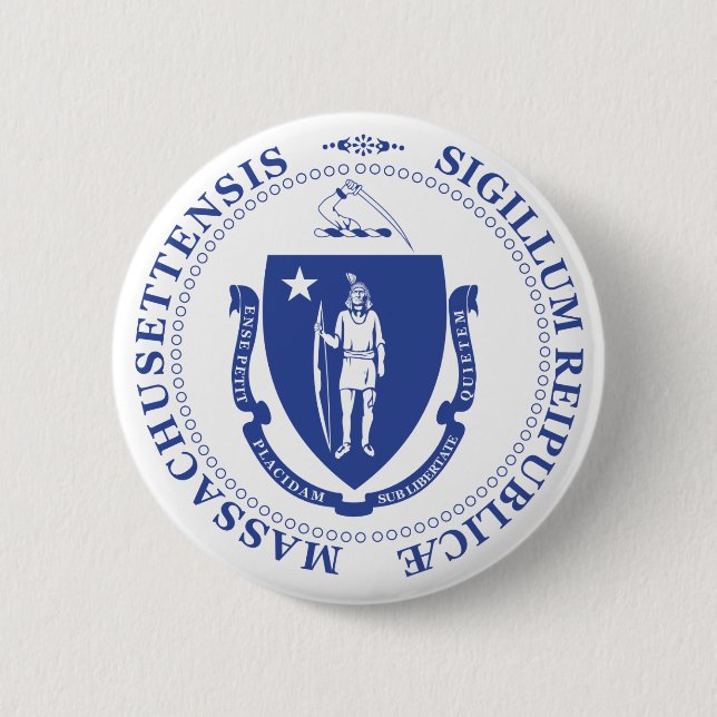 Massachusetts sign 6 cm round badge (Front)