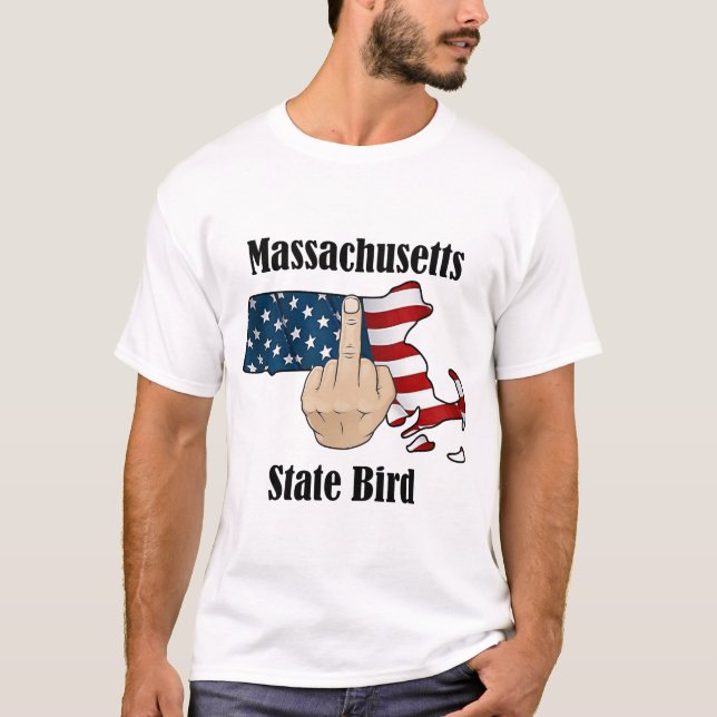 Massachusetts state bird t-shirt middle finger (Front)