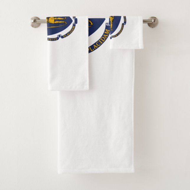 Massachusetts State Flag Bath Towel Set (Insitu)