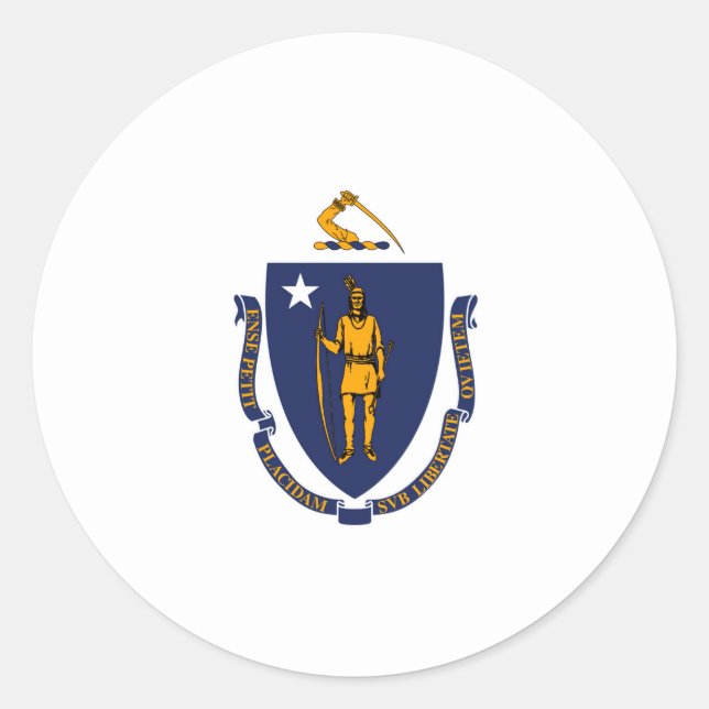 Massachusetts State Flag Design Classic Round Sticker (Front)