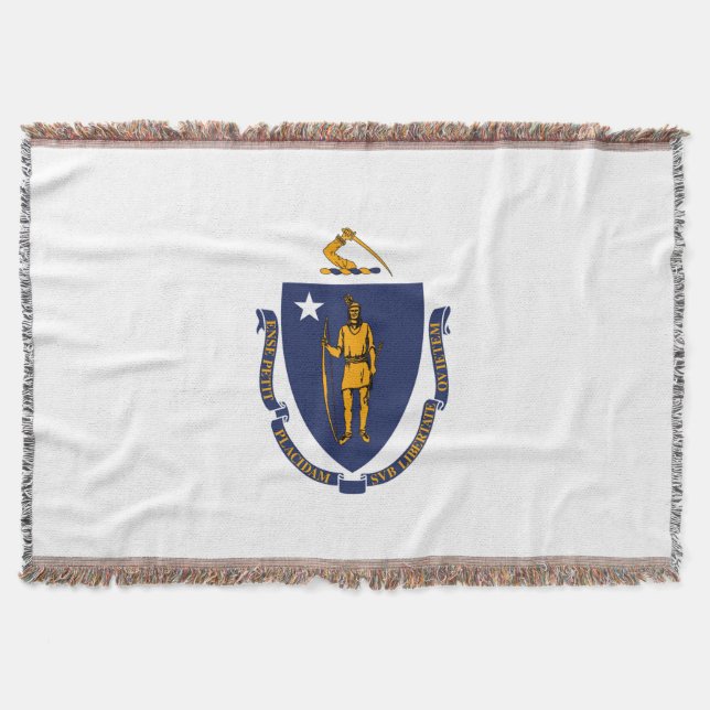 Massachusetts State Flag Design decor Throw Blanket (Front)