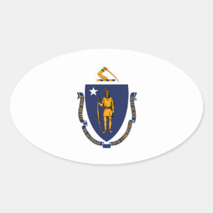 Massachusetts State Flag Design Oval Sticker