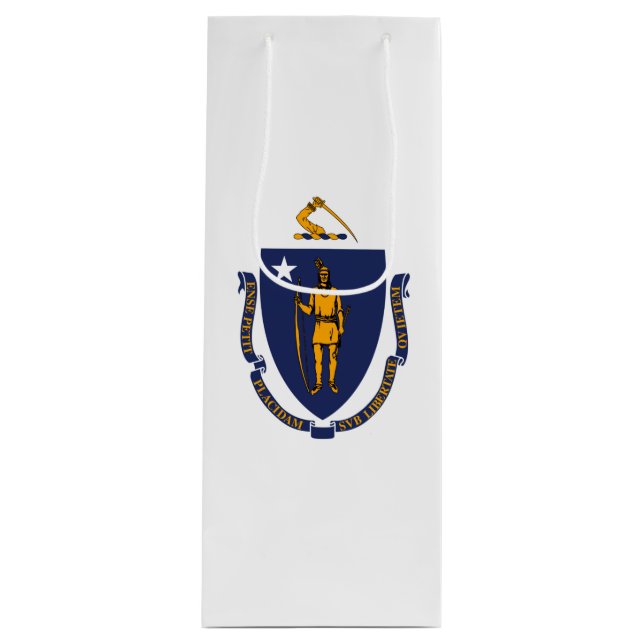 Massachusetts State Flag Design Wine Gift Bag (Front)