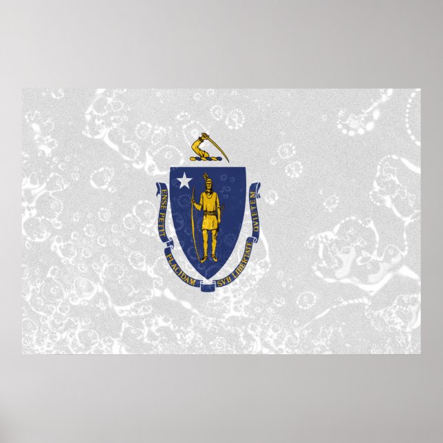 Massachusetts State Flag Grunge Poster (Front)