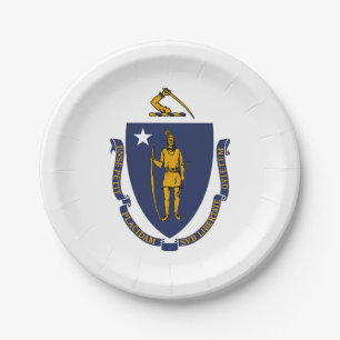 Massachusetts State Flag Paper Plate
