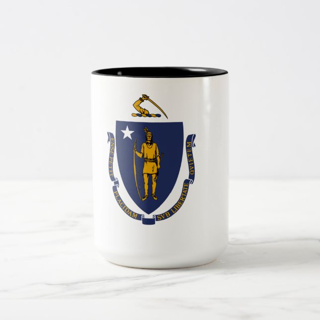 Massachusetts State Flag Two-Tone Coffee Mug (Center)