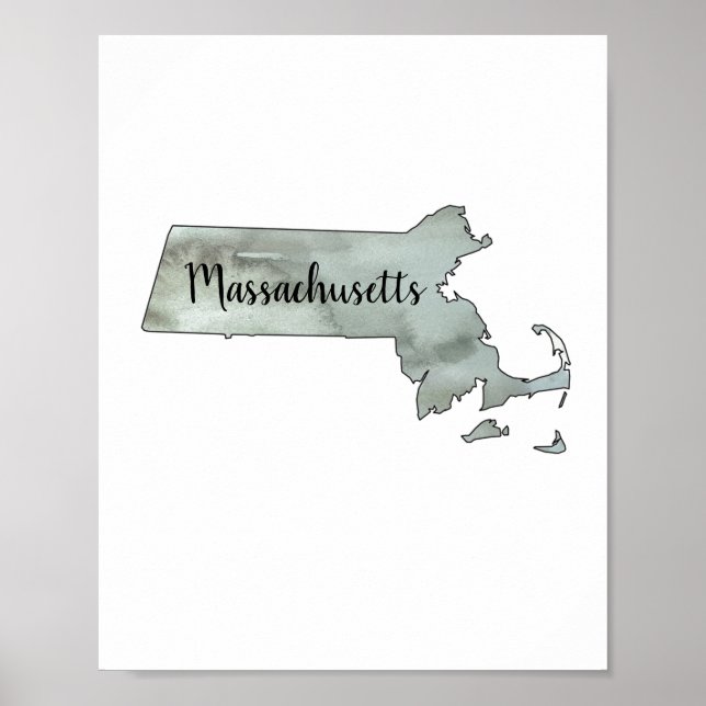 Massachusetts State Illustration Poster (Front)
