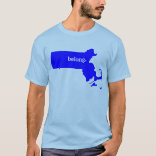 Massachusetts State Map Belong T-Shirt