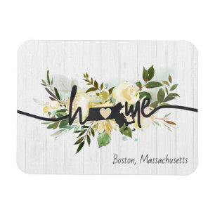 Massachusetts State Personalised Home City Rustic Magnet