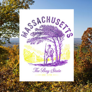 Massachusetts The Bay State Est. 1788 Colonial Postcard