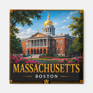 🏛️ Massachusetts Travel Souvenir First Visitors Magnet