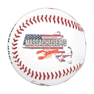 Massachusetts United States Retro Map Vintage USA Baseball